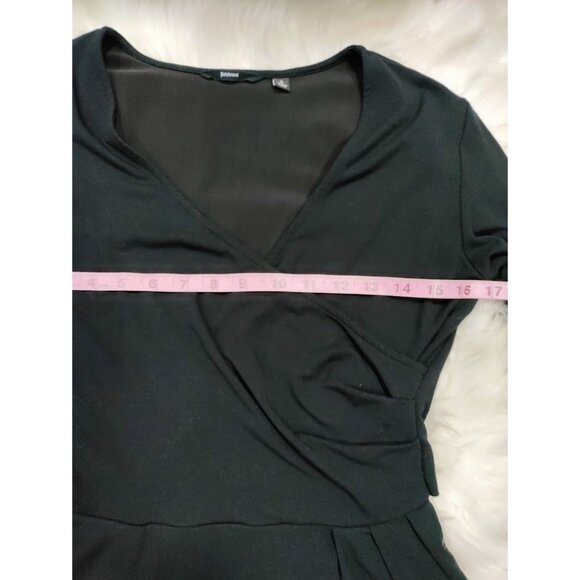 Betabrand Womens Stretch Surplice Neck Long Sleeve Peplum Blouse Black Small - Picture 7 of 9